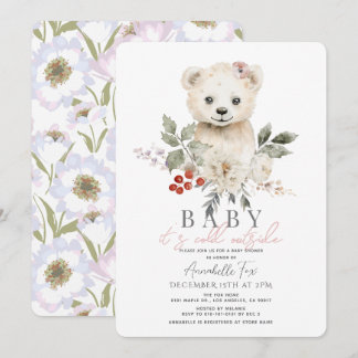 Invitación Bebé de oso polar hace frío fuera de Baby Shower