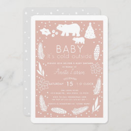 Invitación Bebé de oso polar hace frío fuera del Baby Shower 