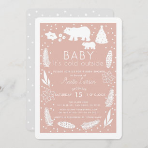 Invitación Bebé de oso polar hace frío fuera del Baby Shower 