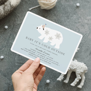 Invitación Bebé de oso polar hace frío fuera del Baby Shower