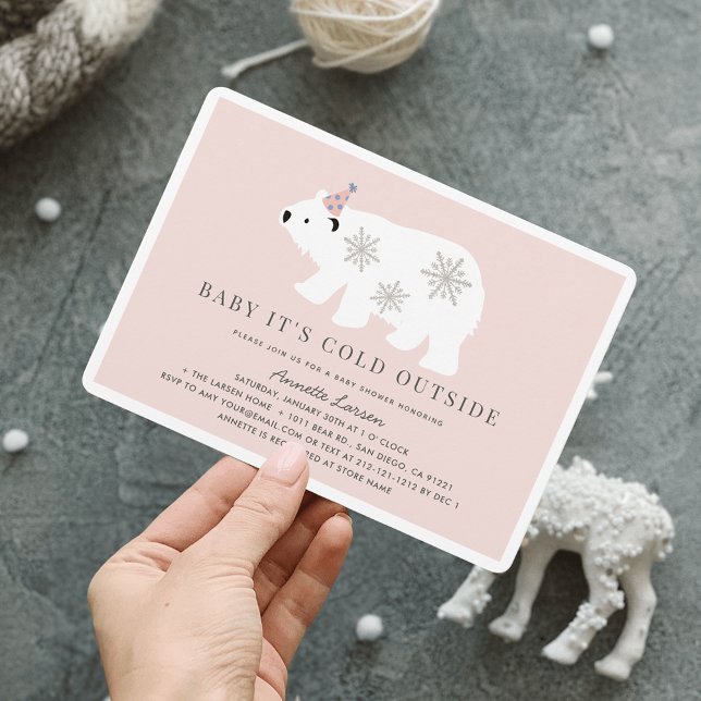 Invitación Bebé de oso polar hace frío fuera del Baby Shower  (Subido por el creador)