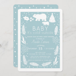 Invitación Bebé de oso polar hace frío fuera del Baby Shower