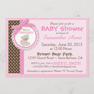 Invitación Bebé de peluche Baby Shower rosa