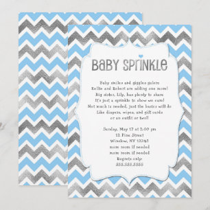 Invitación Bebé de plata azul Sprinkle niño ducha de bebé inv