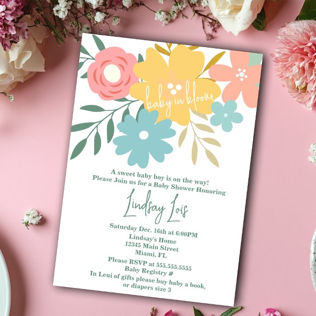 Invitación Bebé de primavera en flor Ducha floral para bebé (Subido por el creador)
