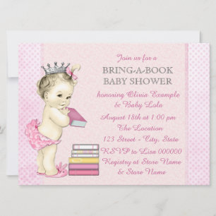 Invitación Bebé de rosa trae una ducha de libro