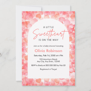 Invitación Bebé de Rosa y Rojo Un Poco Dulce Shower de Bienve