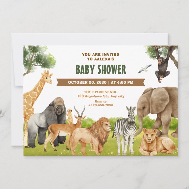 Invitación Bebé de Safari (Anverso)