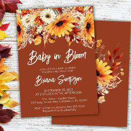 Invitación Bebé de terracota en Baby Shower floral de caída