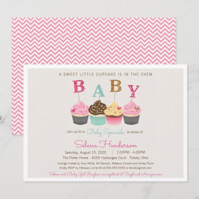 Invitación Bebé de torta pequeña Ducha rociada (Anverso / Reverso)