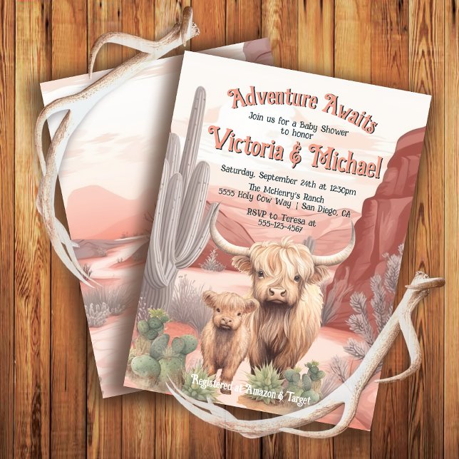 Invitación Bebé de vaca en el Highland y su desierto de Baby  (Subido por el creador)