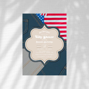 Invitación Bebé de vaqueros azules Americana Fiesta de bebé