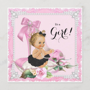 Invitación Bebé de zapatos de tacón perla Baby Shower