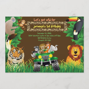 Invitación Bebé del cumpleaños, cumpleaños del safari,