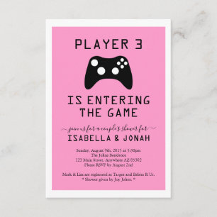Invitación Bebé del videojuego del jugador 3 de los chicas/la