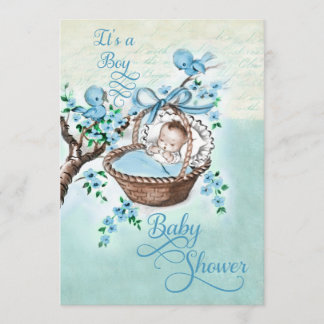Invitación Bebé del vintage en los muchachos Baby Shower de