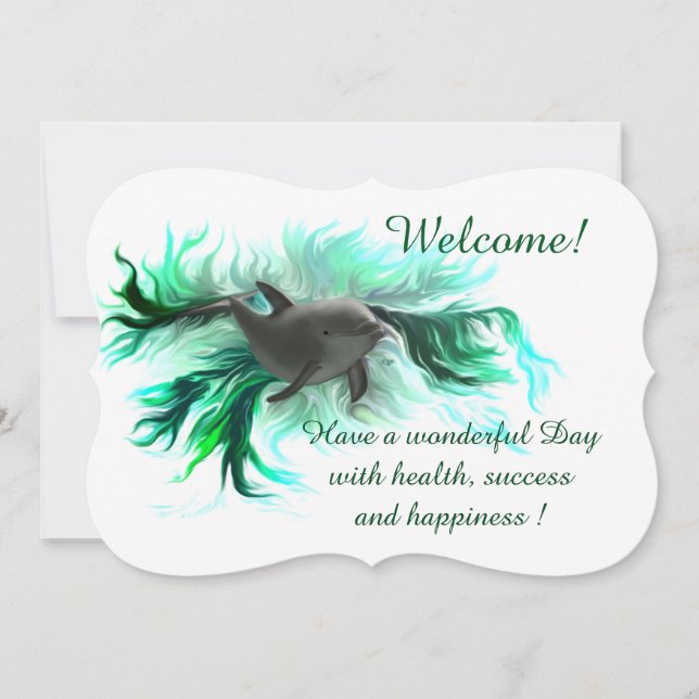 Invitación Bebé delfín, añada tu texto (Anverso)