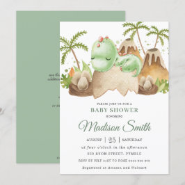 Invitación Bebé Derramador Dosaurio Jurásico Chica Ducha 