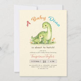 Invitación Bebé Dino a punto de eclosionar Fiesta de Bebé de 