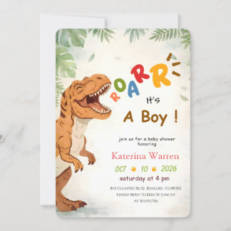 Invitación Bebé Dinosaurio Niño Shower de Cumpleaños