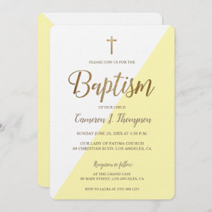 Invitación Bebé dorado blanco amarillo moderno