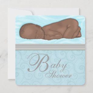 Invitación Bebé dormido Blue Gray Baby Shower