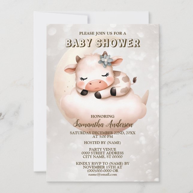 Invitación Bebé dormido en Baby Shower (Anverso)