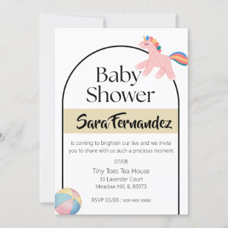 Invitación Bebé ducha beige blanco