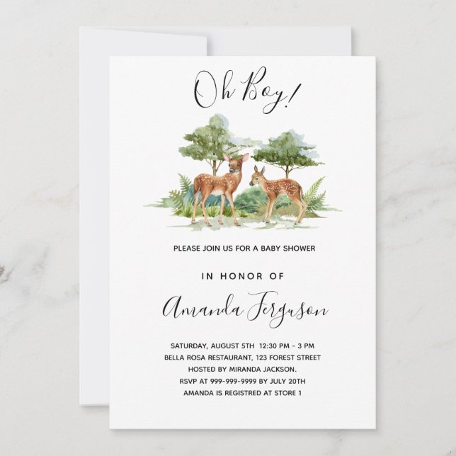Invitación Bebé ducha dehesa silvestre (Anverso)