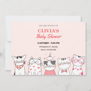 Invitación Bebé ducha gatitos lindos