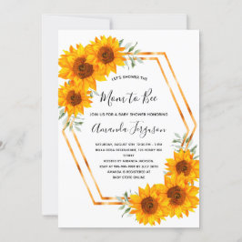 Invitación Bebé ducha girasoles bebe oro rosa blanco