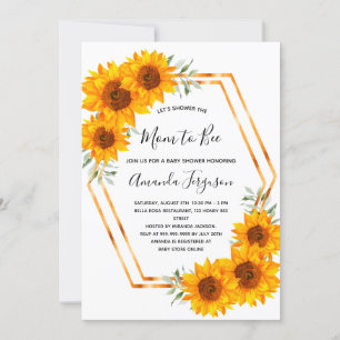 Invitación Bebé ducha girasoles bebe oro rosa blanco