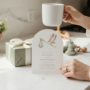 Invitación Bebé ducha mínima cueva acuarela