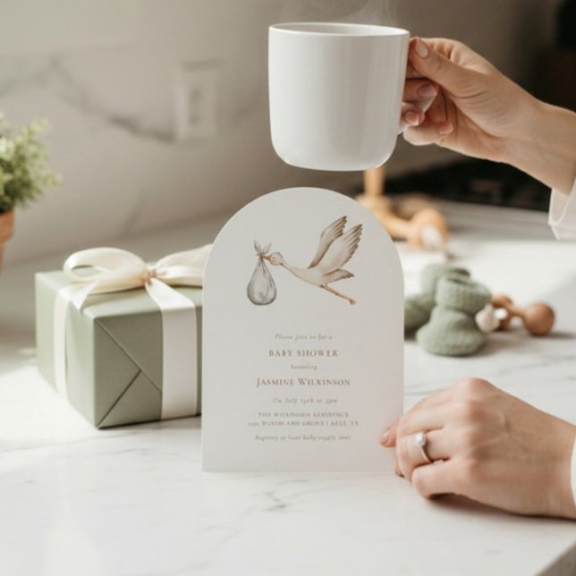 Invitación Bebé ducha mínima cueva acuarela (Subido por el creador)