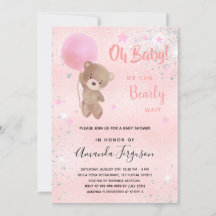 Bebé ducha oso de peluche chica plata rosa