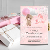 Bebé ducha oso de peluche chica plata rosa