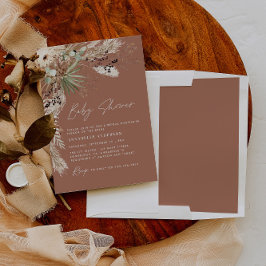 Invitación Bebé ducha pampas pasto moderno boho elegante invi