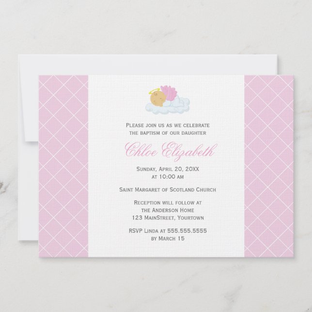 Invitación Bebé dulce, bautismo (Anverso)