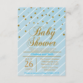 Invitación Bebé dulce Blue & Gold Confetti | BABY SHOWER
