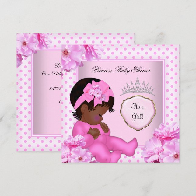 Invitación Bebé dulce Chica afroamericano de Baby Shower (Anverso / Reverso)