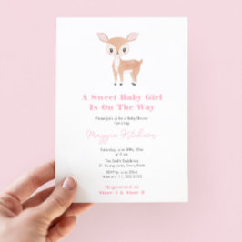 Invitación Bebé dulce chica Fawn Fiesta de Baby Shower
