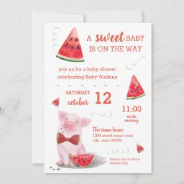 Invitación Bebé dulce del cerdo de la sandía Baby Shower de v