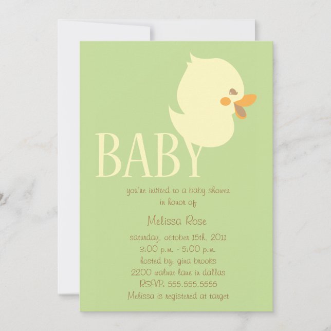 Invitación Bebé dulce embelesado con Baby Shower verde invita (Anverso)