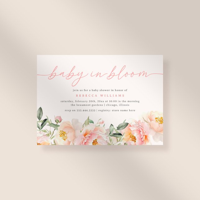 Invitación Bebé dulce en flor rosa Chica Baby Shower (Subido por el creador)