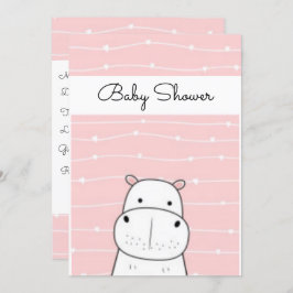 Invitación Bebé dulce Hippo Baby Shower