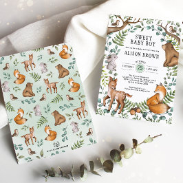 Invitación Bebé dulce niño Woodland Forest Animals Shower