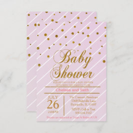 Invitación Bebé Dulce Rosa y Confeti Dorado | Baby Shower