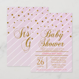 Invitación Bebé dulce rosa y confetti de oro | BABY SHOWER