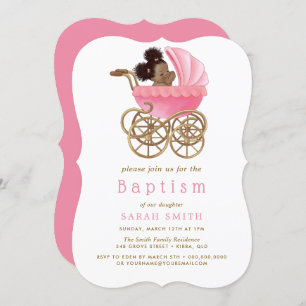 Invitación Bebé dulce Stroller Pram Baptism Christening