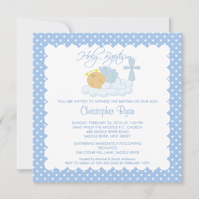 Invitación Bebé dulce y bautismo santo cruzado Inviation (Anverso)